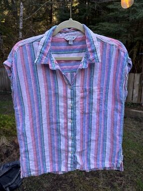 Orvis Pastel Stripe Collar Shirt in Pink, Lavender, Aqua